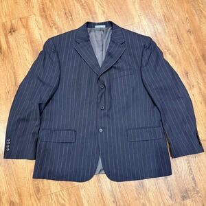 Oscar de la Renta Mens 46S Charcoal Pinstripe 100% Wool 3 Button Blazer Jacket